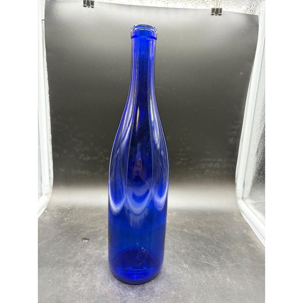 Vintage Cobalt‎ Blue Glass Wine Bottle Tall Slender Decorative Vase 11.75 Inch